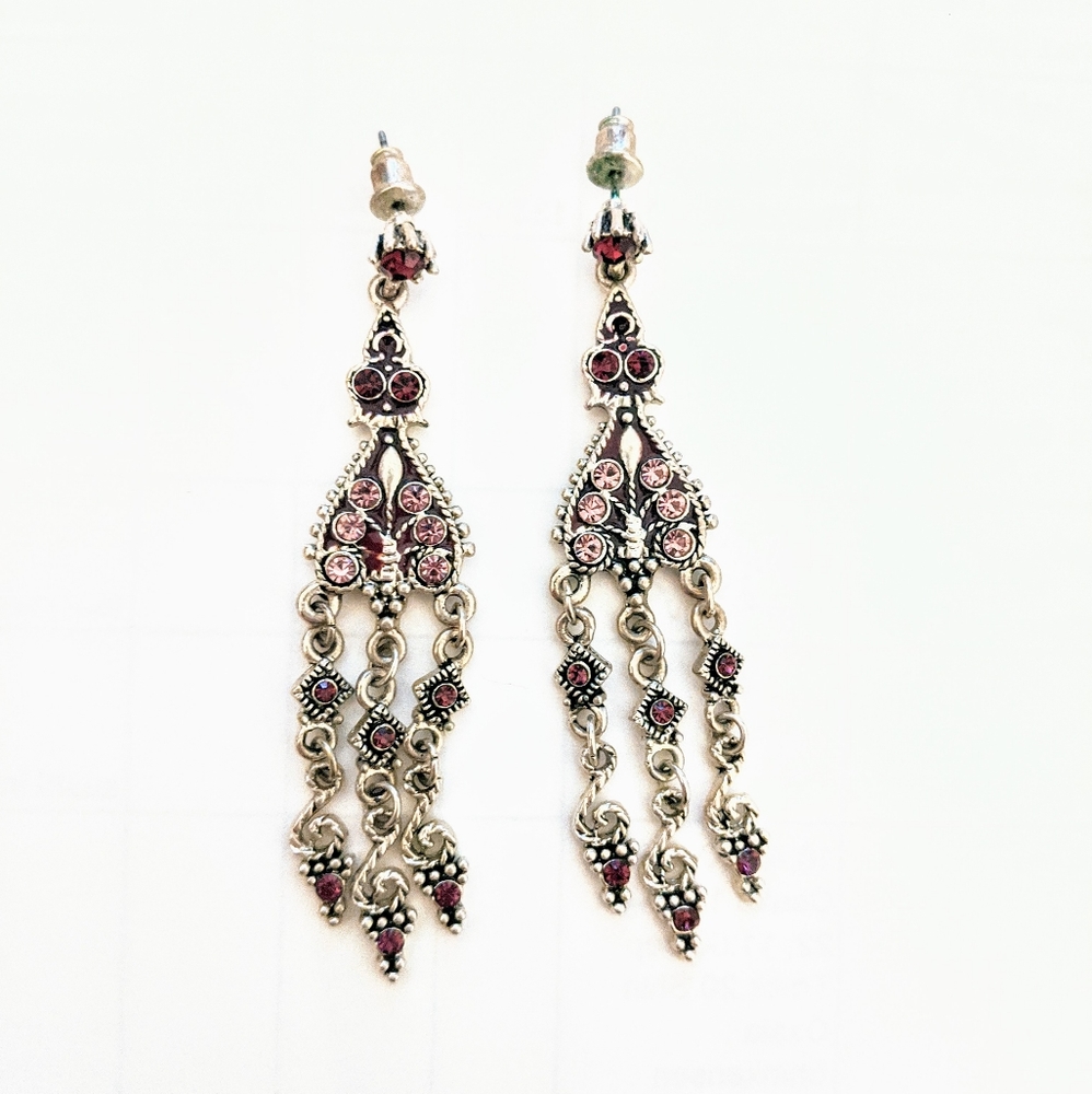 Vintage Silver & Purple Chandelier Earrings